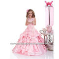Free shipping hot!!halter pink embriodered backless ruffles pageant ball gown flower girl dress CWFaf4393
